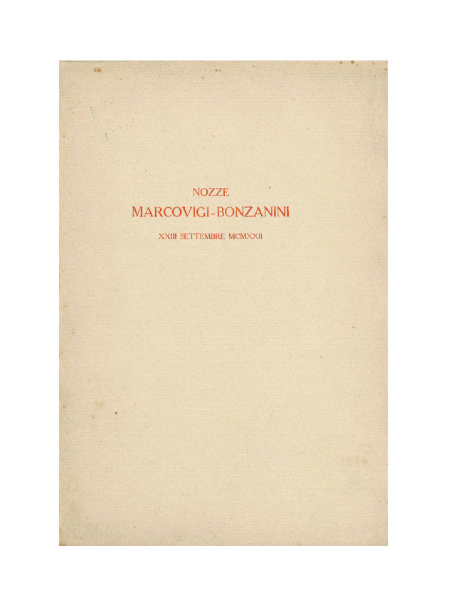 Nozze Marcovigi - Bonzanini XXIII Settembre MCMXXII [«Nell’Anno Mille. Dramma»]