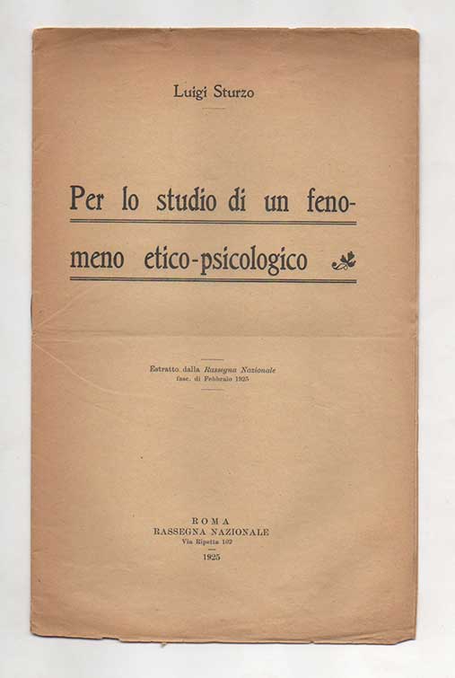 Per lo studio di un fenomeno etico-psicologico