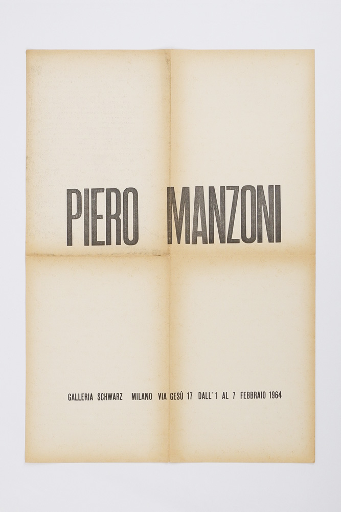 Piero Manzoni Galleria Schwarz Milano via del Gesù dall’1 al …