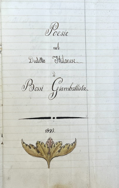 Poesie nel Dialetto Milanese di Giambattista Bossi