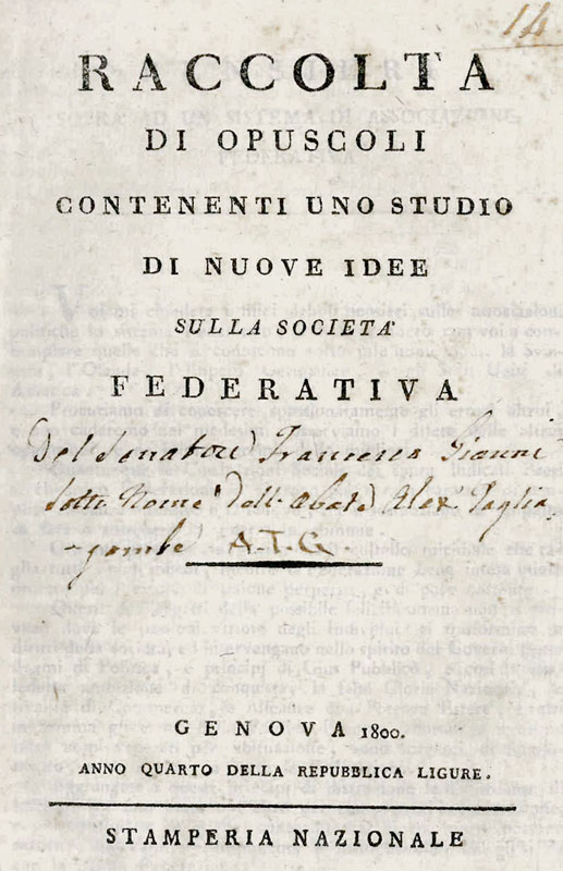 Raccolta di opuscoli contenenti uno studio di nuove idee sulla …