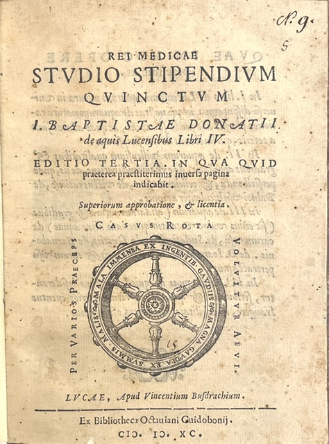 Rei medicae studio stipendium quinctum I. Baptistae Donatii De aquis …