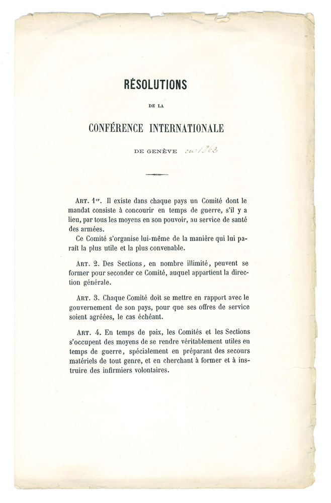 Résolutions de la conférence internationale de Genève [1863]