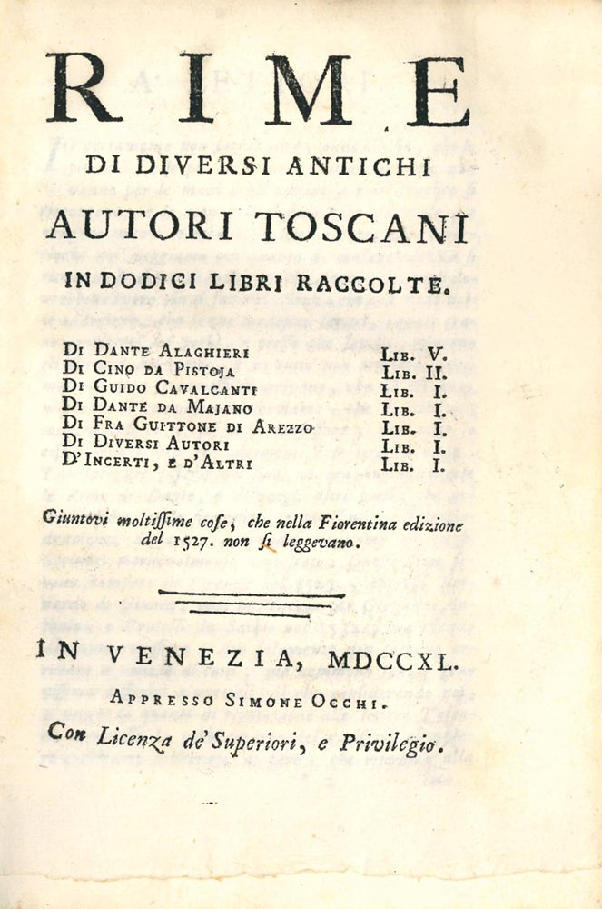 Rime di diversi antichi autori toscani in dodici libri raccolte …