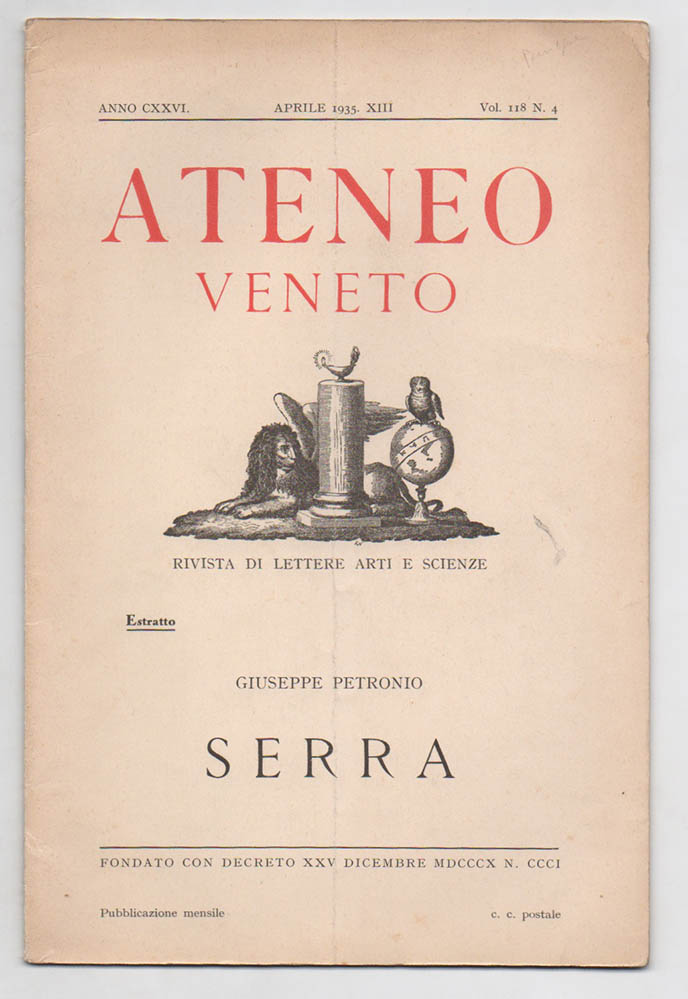 Serra [in: «Ateneo Veneto», anno CXXVI, volume 118 numero 4]