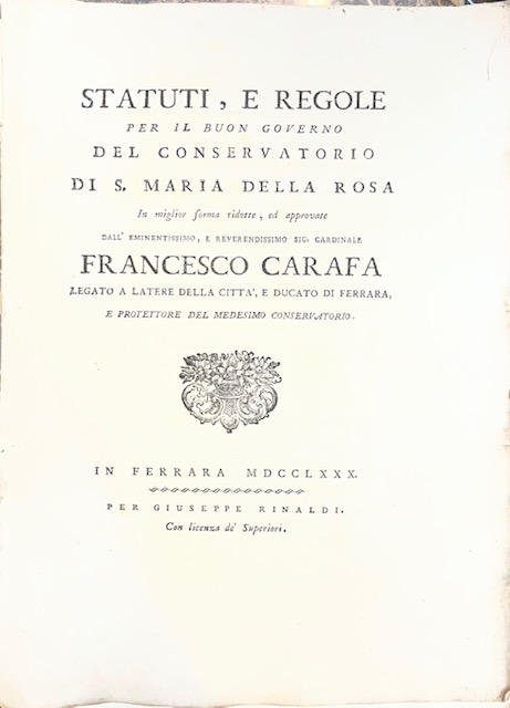 Statuti, e Regole per il buon Governo del Conservatorio di …