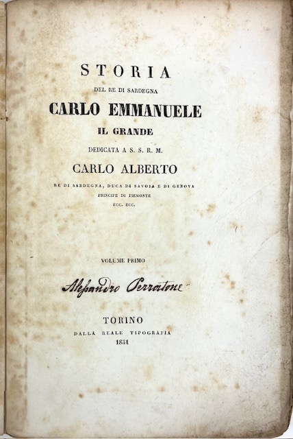 Storia del Re di Sardegna Carlo Emmanuele il Grande dedicata …