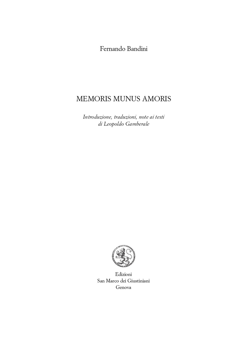 Memoris munus amoris