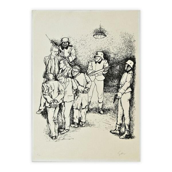 Litografia originale firmata 1976 Addio alle Armi Omaggio a Hemingway_3