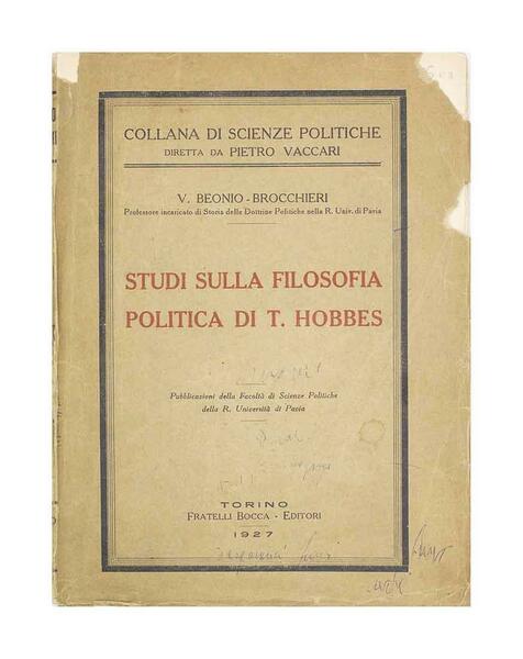 Studi sulla Filosofia politica di T. Hobbes