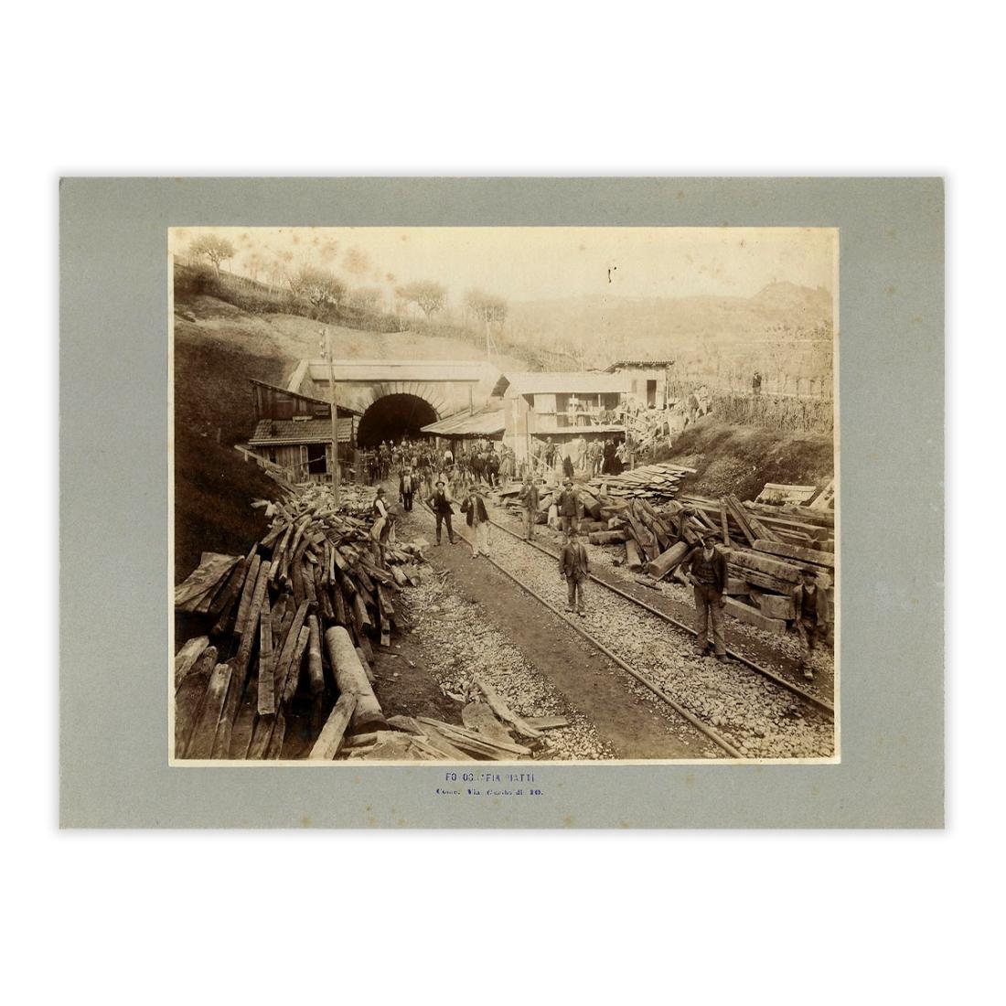 Fotografia originale - Costruzione ferrovie S.Gottardo anno 1880 c.a.