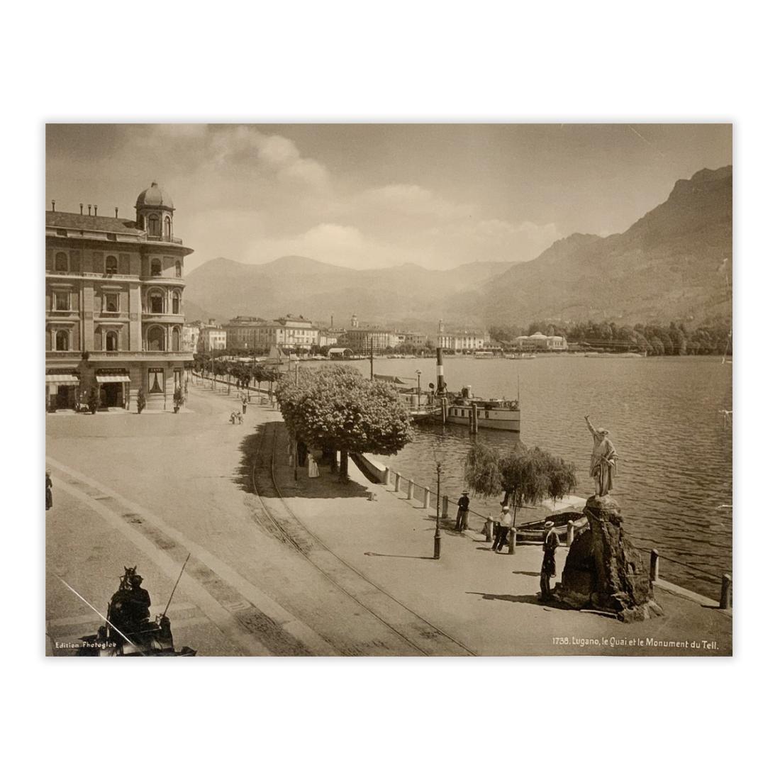 Fotografia originale - Lugano Il Quai e il monumento Guglielmo …