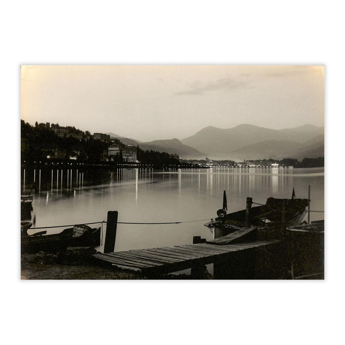 Fotografia originale - Lugano Lungolago all'imbrunire 1950