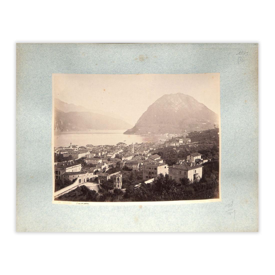 Fotografia originale - Lugano panorama e monte S.Salvatore anno 1875