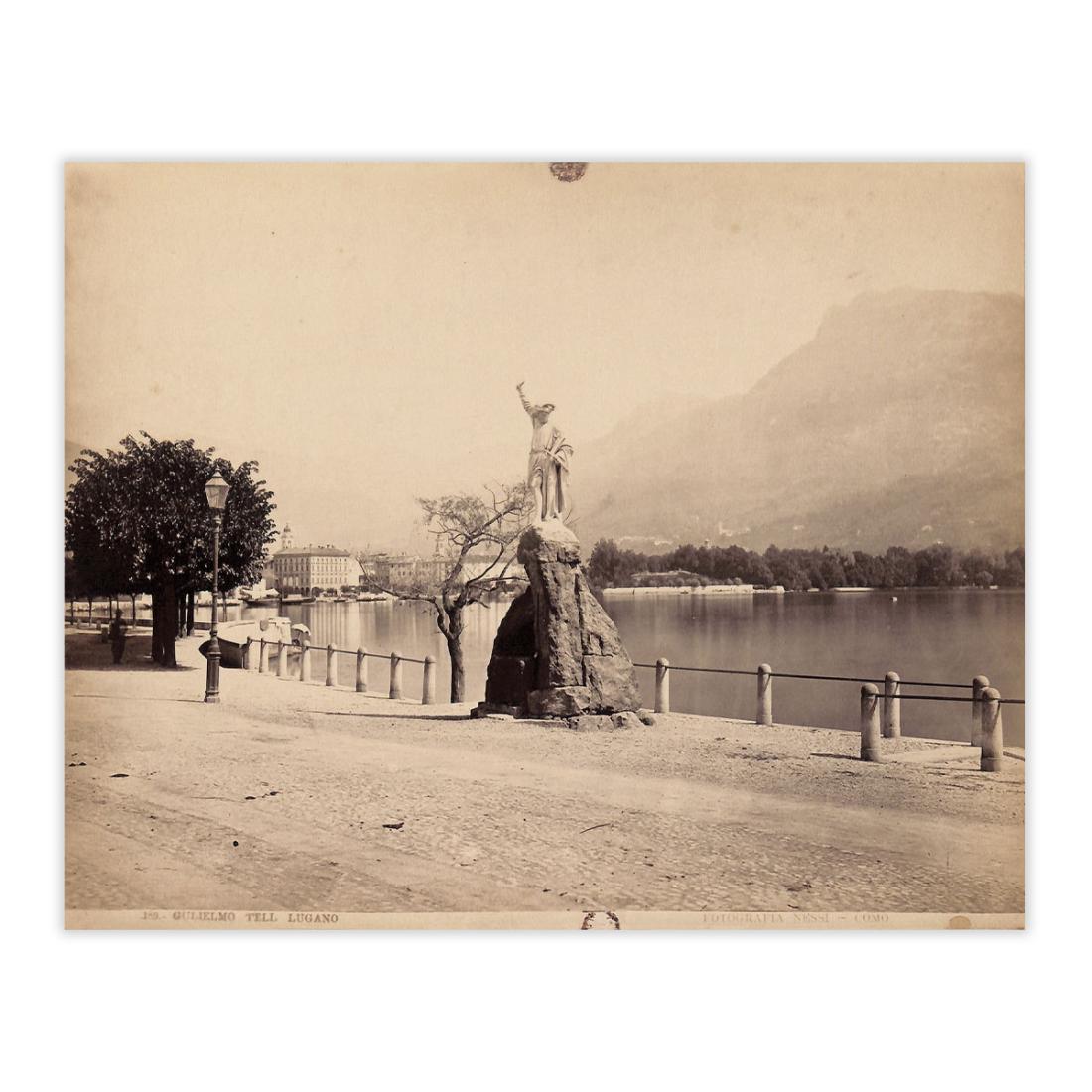 Fotografie originali - Statua Guglielmo tell Lugano fine '800