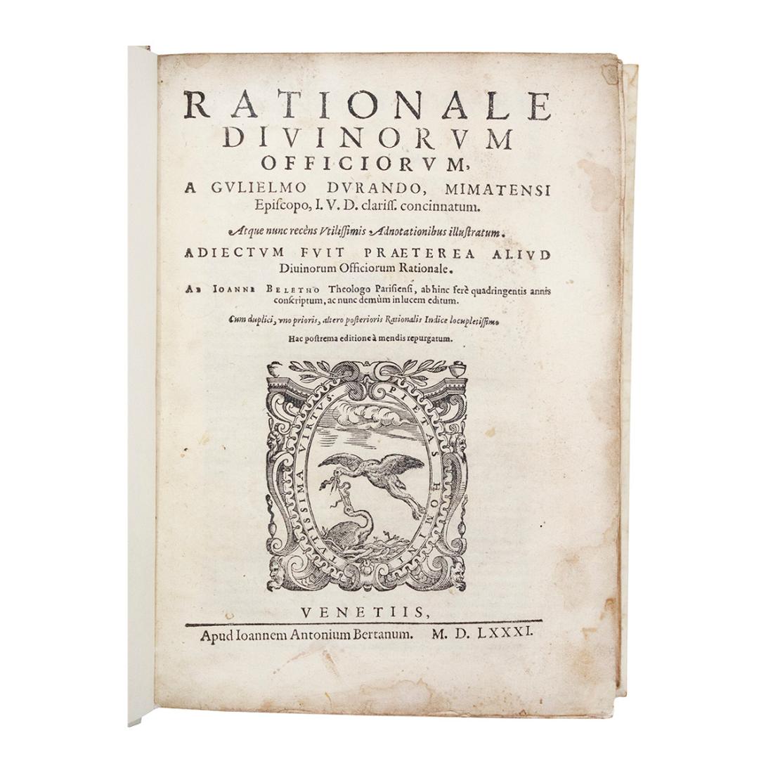 Gvlielmo Dvrando - Rationale Divinorvm officiorvm. - VENETIIS, M.D.LXXXI