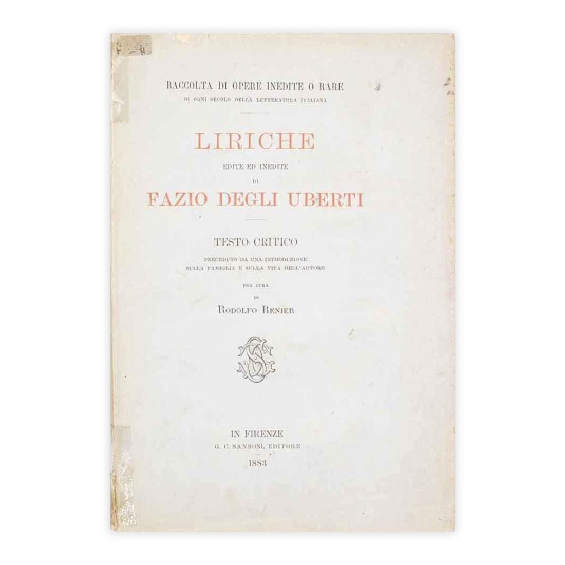 Liriche edite ed inedite di Fazio degli Uberti