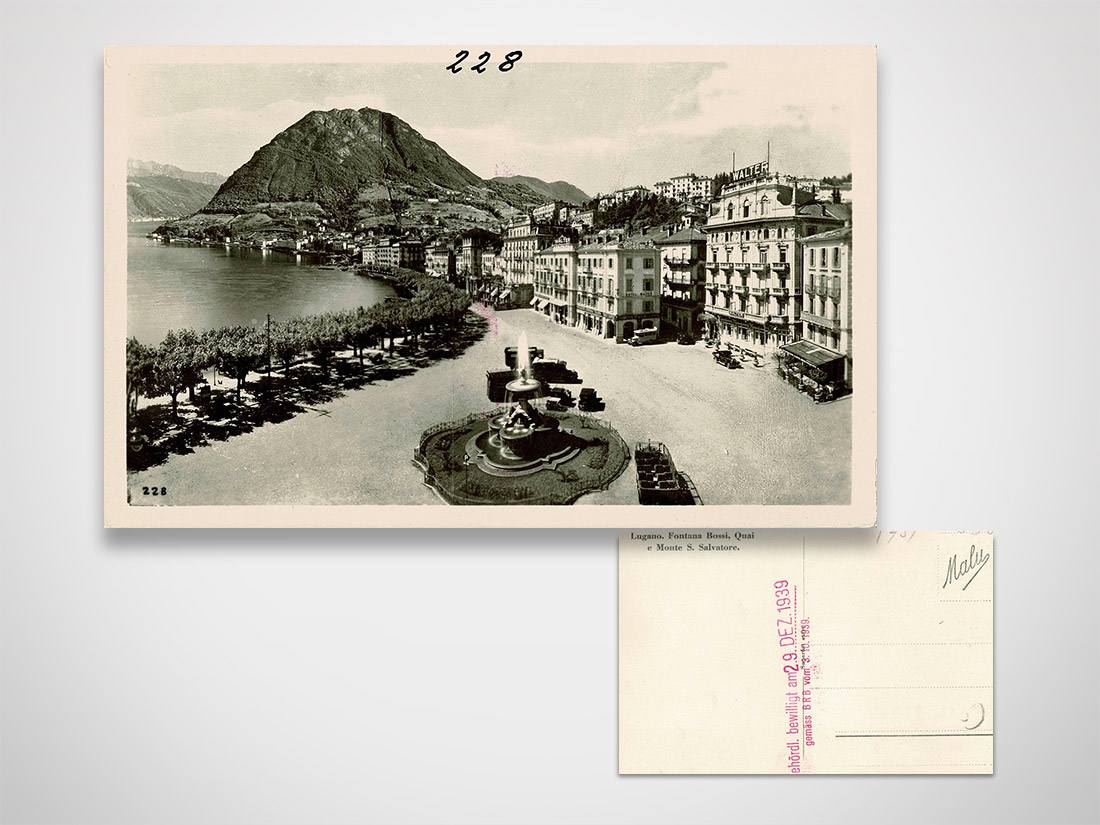 Lugano il Quai e fontana Bossi