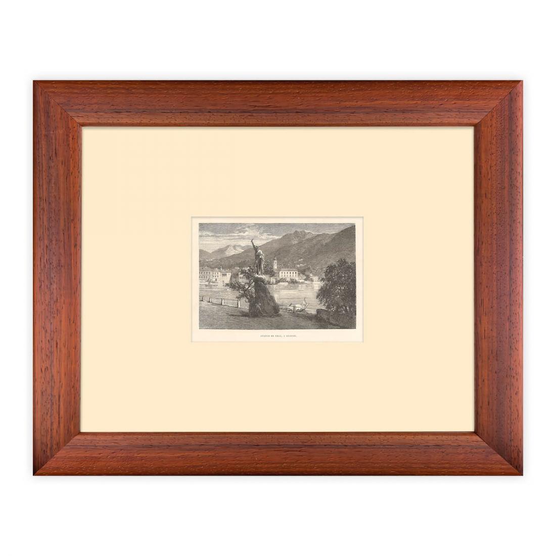 Lugano Lungolago e statua Guglielmo Tell 1878