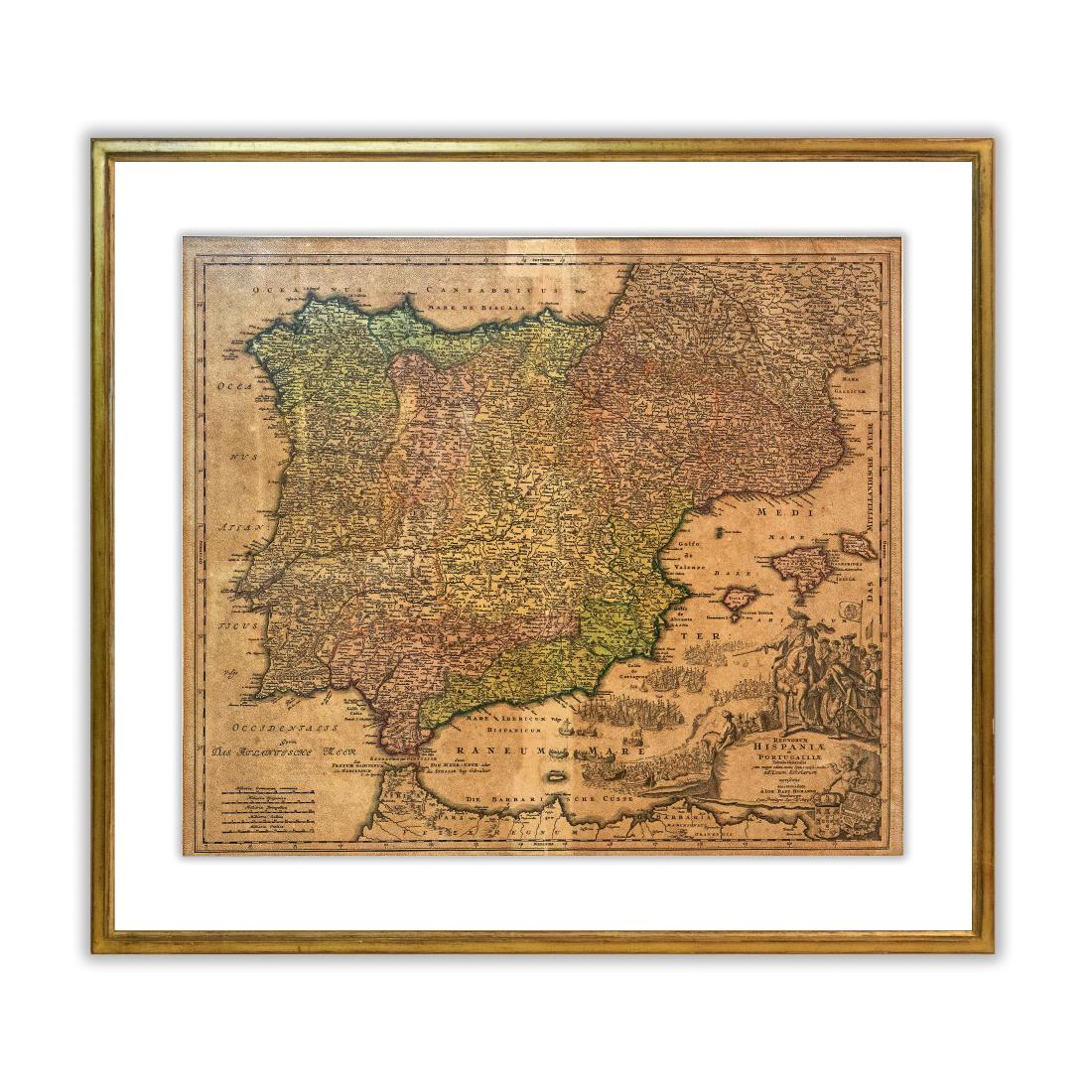 Mappa Antica Penisola Iberica - J.B. Homann, XVIII Secolo