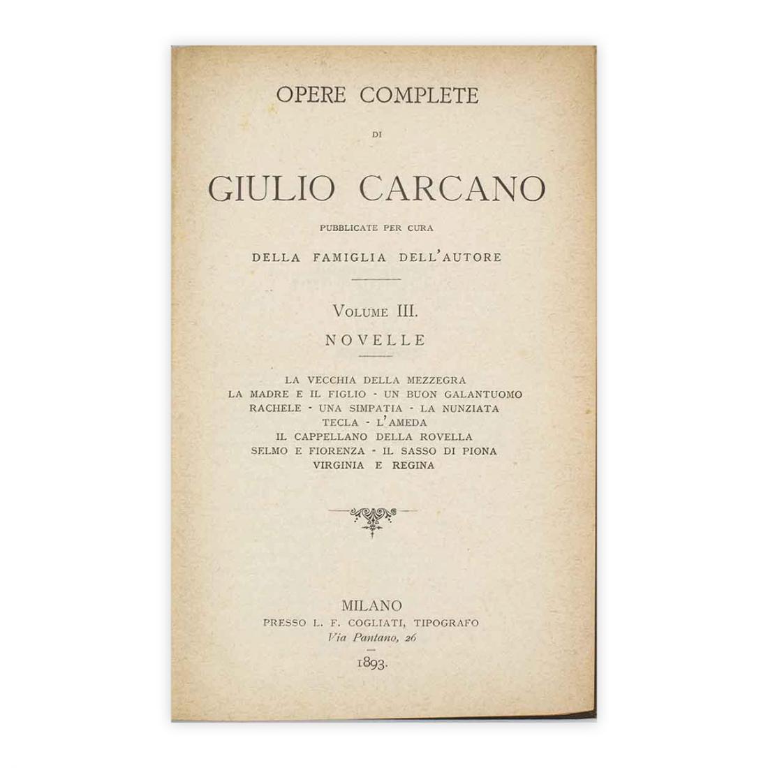 Opere complete di Giulio Carcano - Volume III Novelle