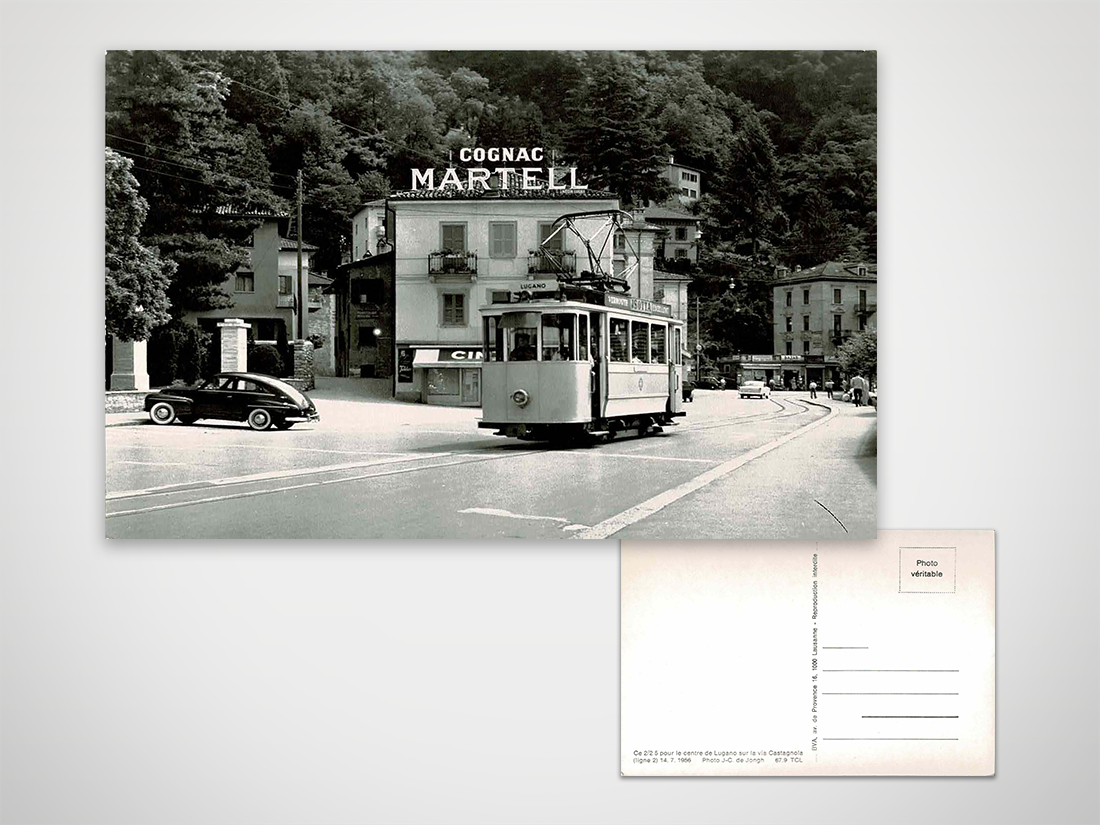 Tram pour le centre de Lugano sur la via Castagnola …