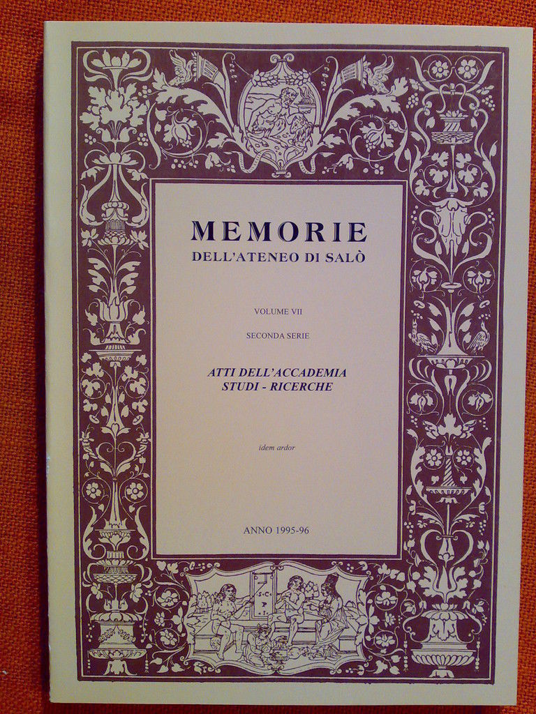 AA. VV. Memorie dell'Ateneo di Salò. Ateneo di Salò. 1998. …