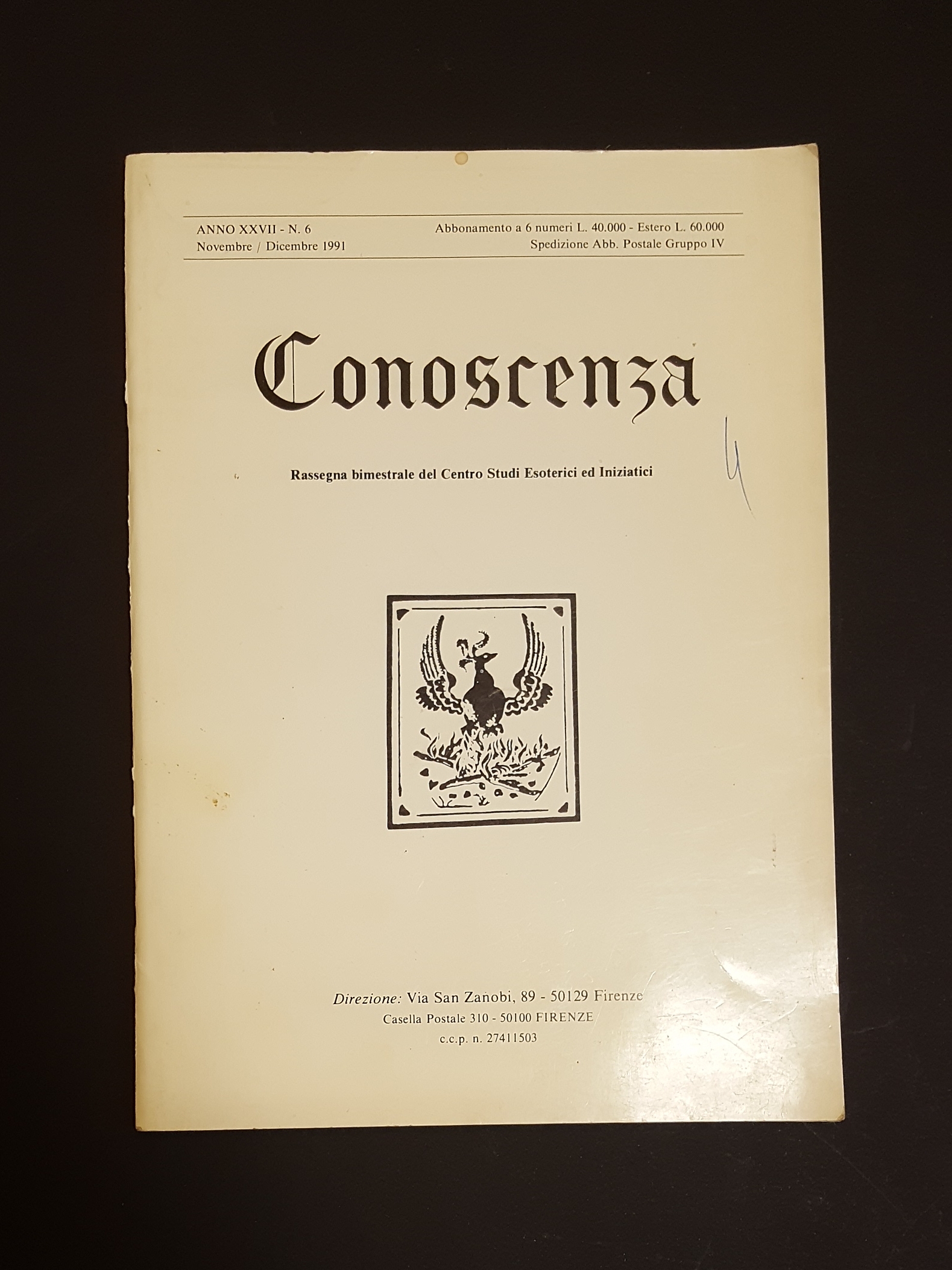 AA. VV. Rivista Conoscenza. Accademia di Studi Gnostici. 1991. n. …