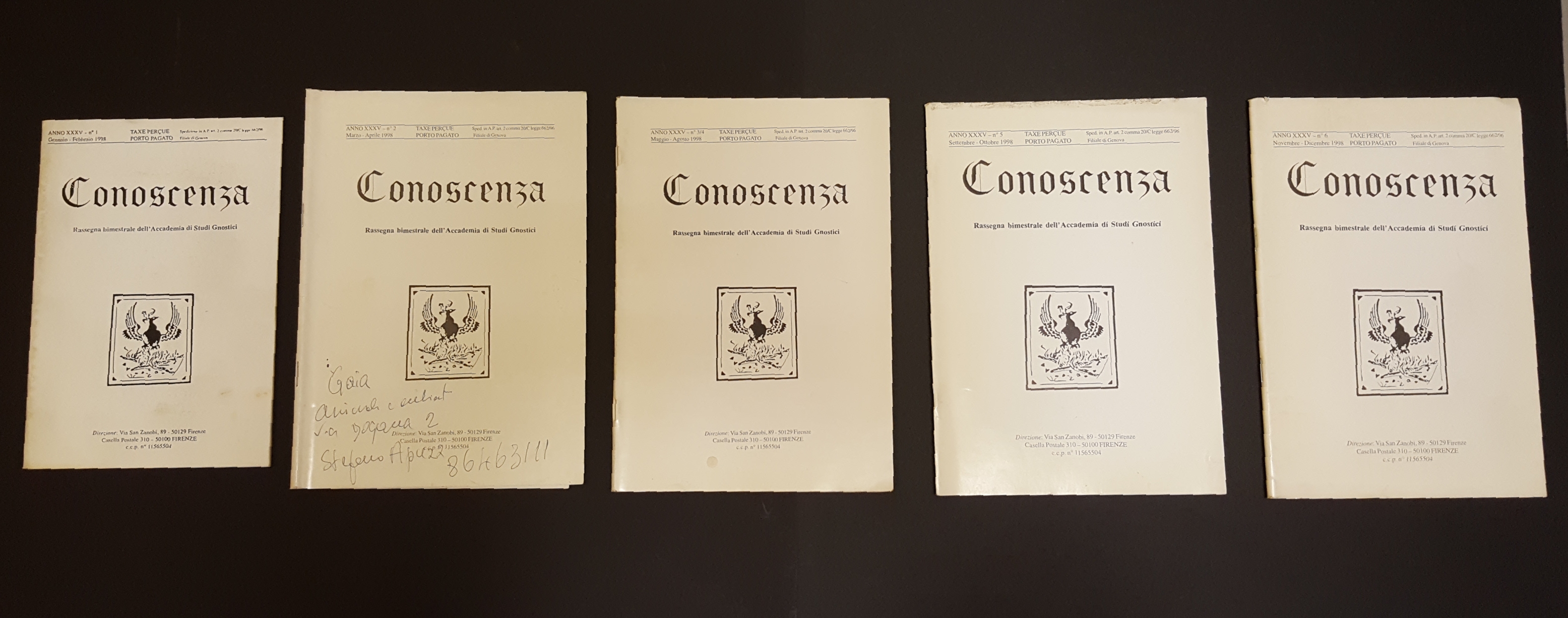 AA. VV. Rivista Conoscenza. Accademia di Studi Gnostici. 1998. n. …