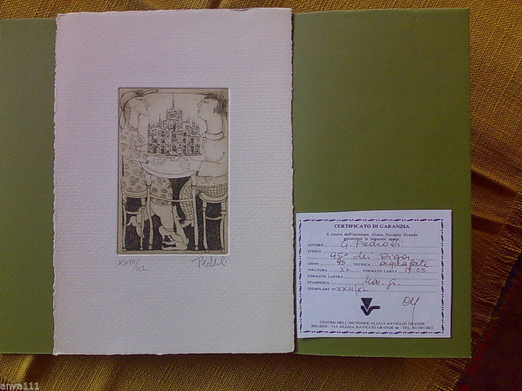 Acquaforte di Gigi Pedroli. titolo: 95^ dei Riga