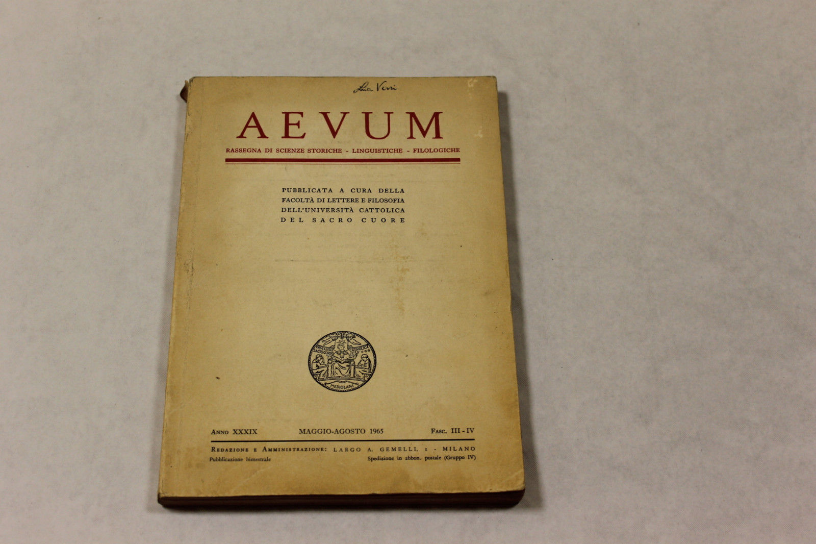 Aevum, rassegna di scienze storiche, linguistiche, filologiche