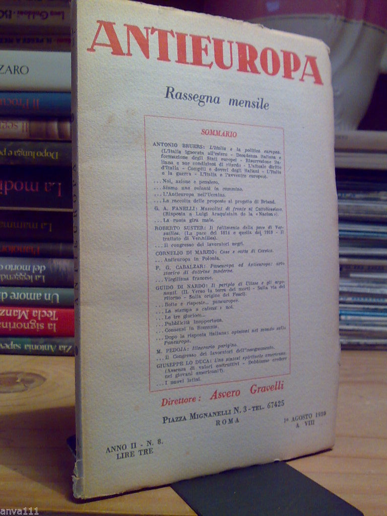 ANTIEUROPA / agosto 1930 /A VIII - rassegna mensile diretta …