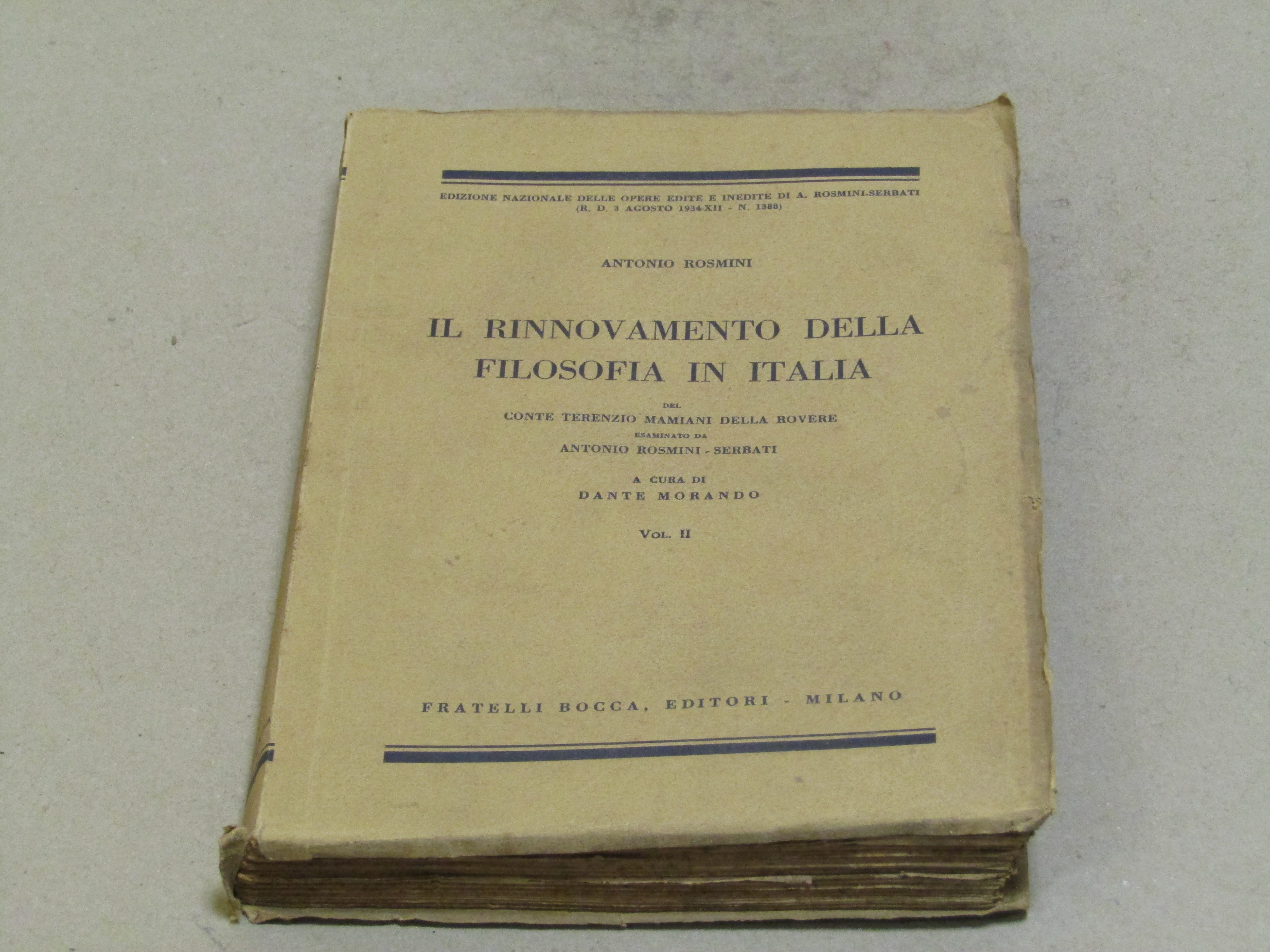 Antonio Rosmini. Il rinnovamento della filosofia in Italia vol.II