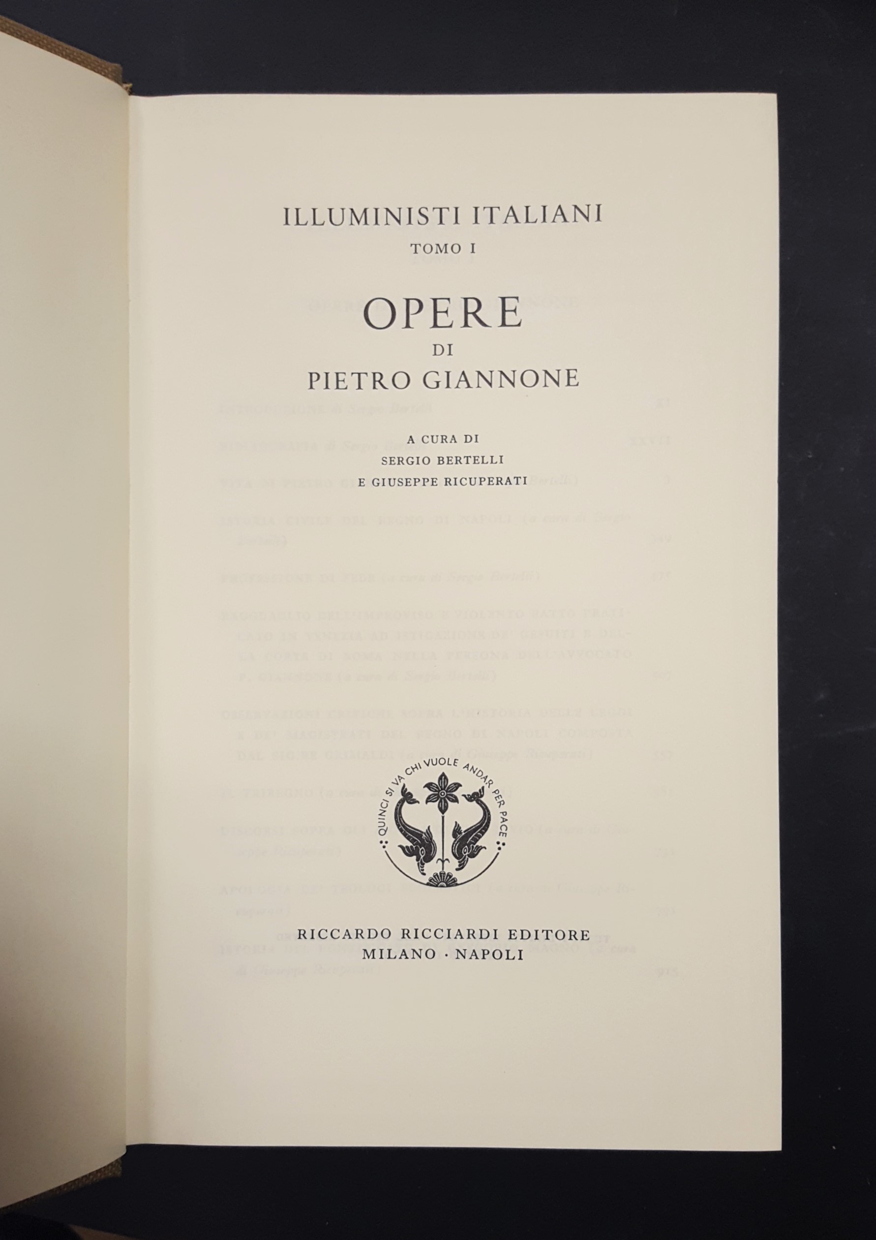 Bertelli Sergio, Ricuperati Giuseppe (a cura di). Opere di Pietro …