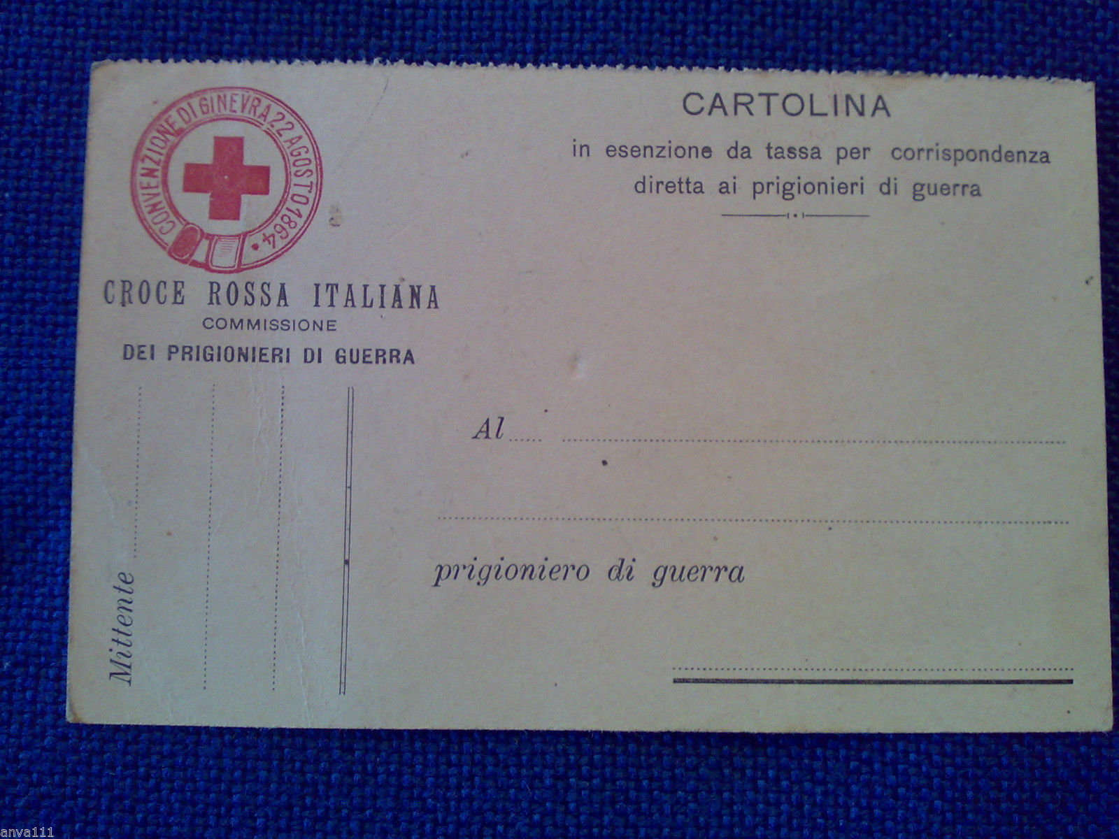 CORRISPONDENZA DEI PRIGIONIERI DI GUERRA / CONVENZIONE DI GINEVRA