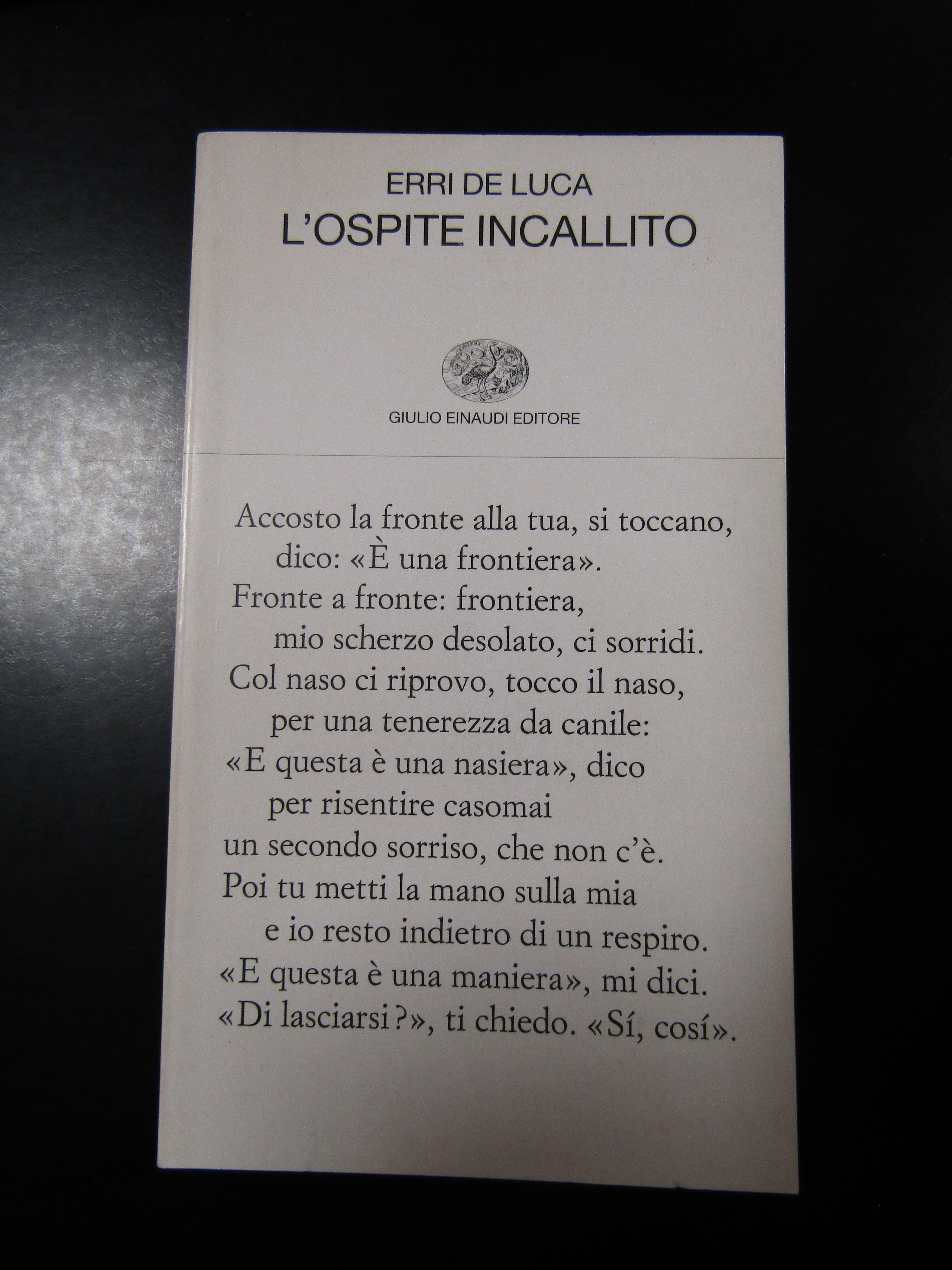 De Luca Erri. L'ospite incallito. Einaudi 2008 - I.