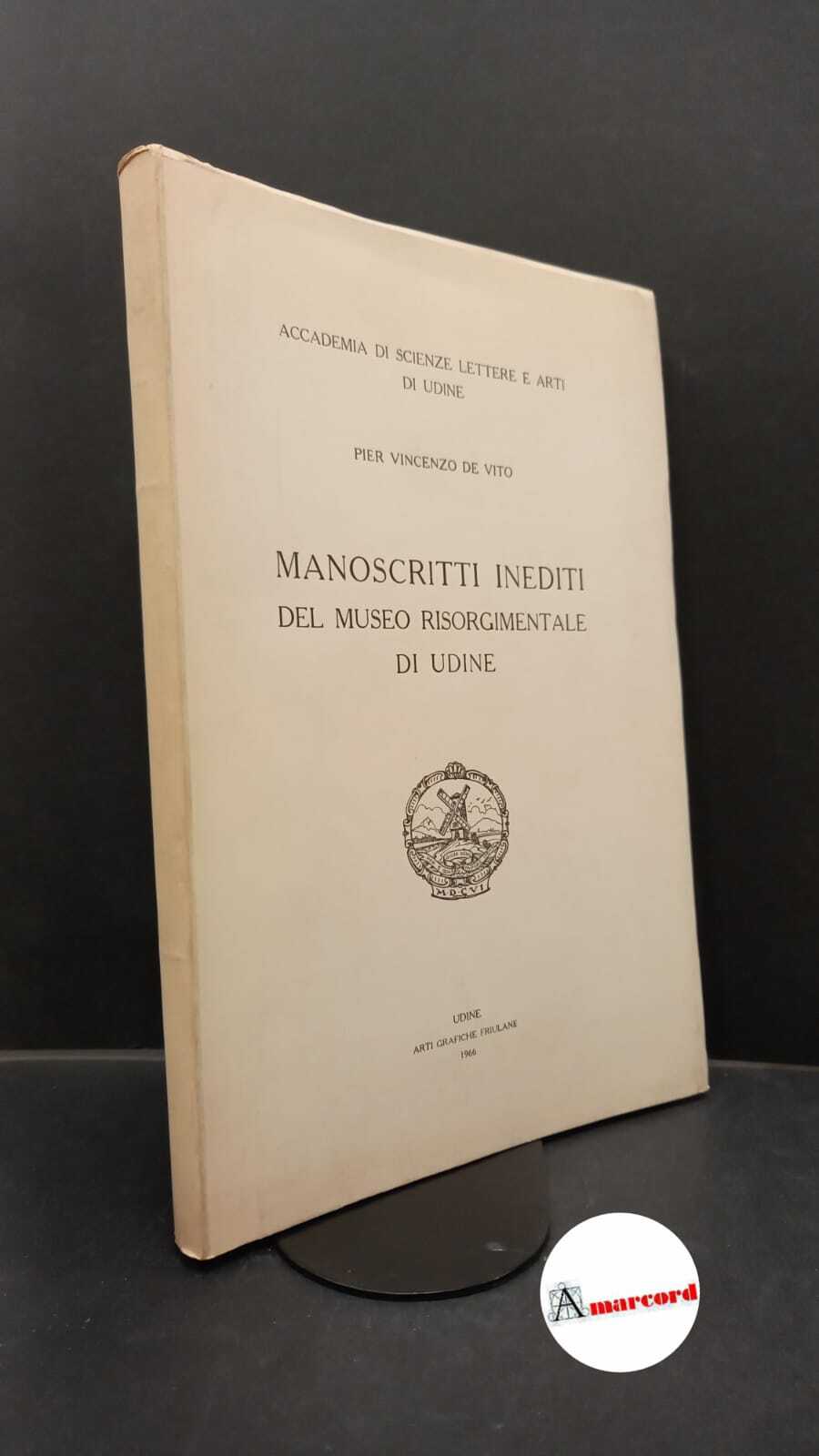 De Vito, Pier Vincenzo. Manoscritti inediti del Museo risorgimentale di …