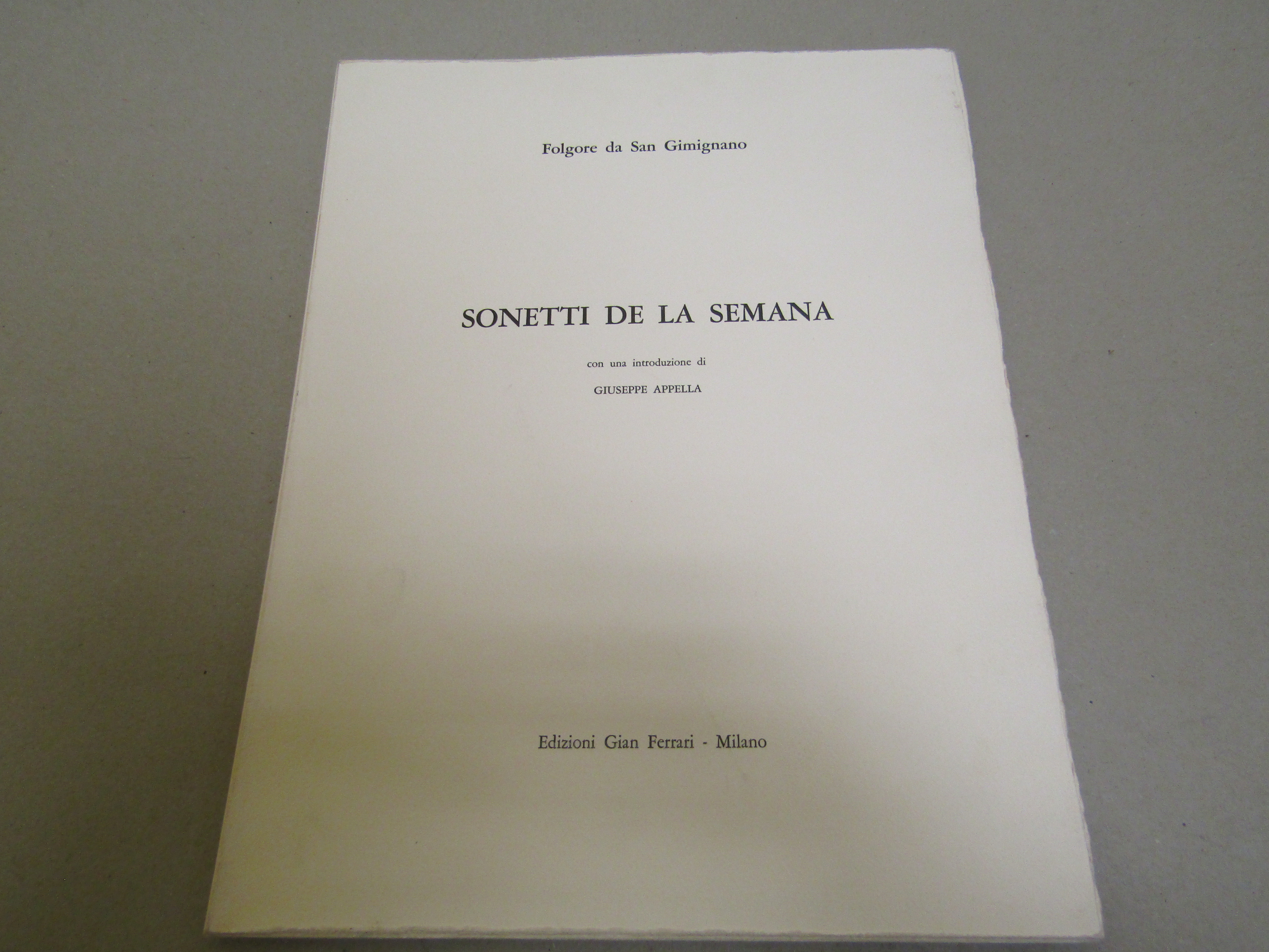 Folgore da San Gimignano. Sonetti de la semana