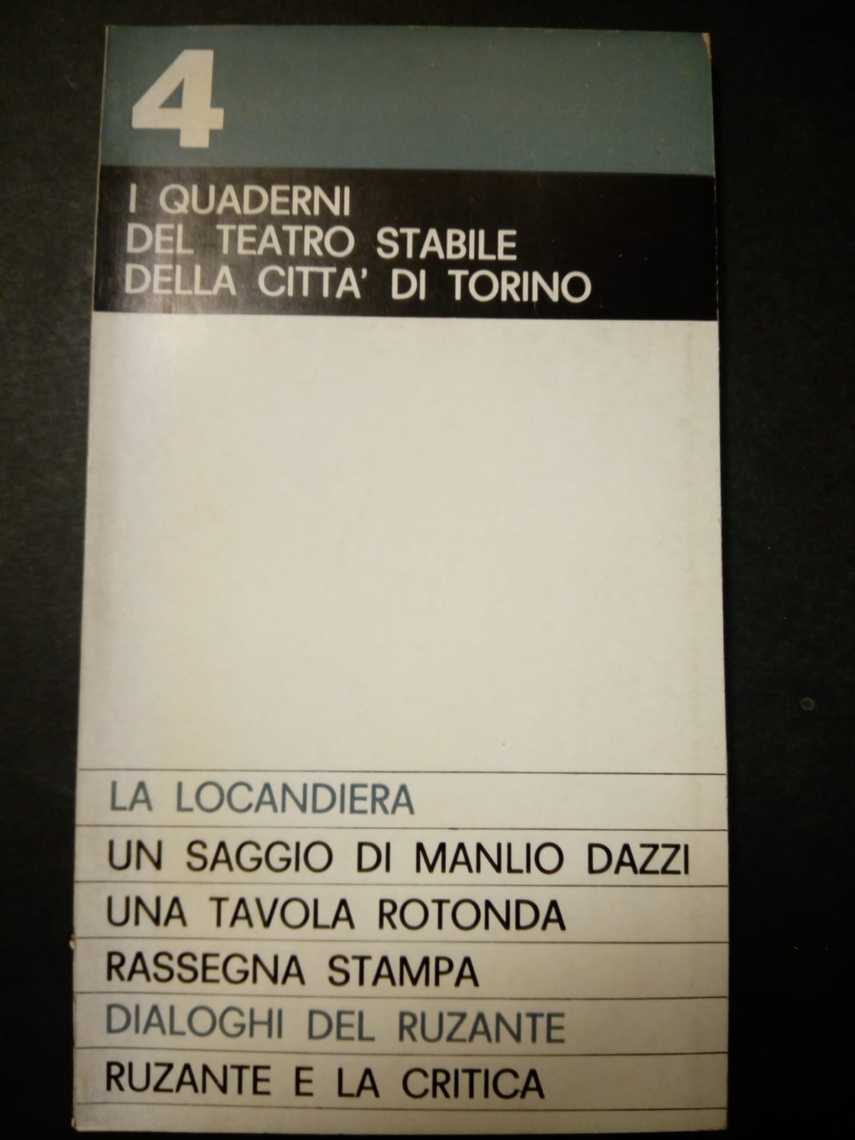 I quaderni del teatro stabile della città di Torino n.4. …