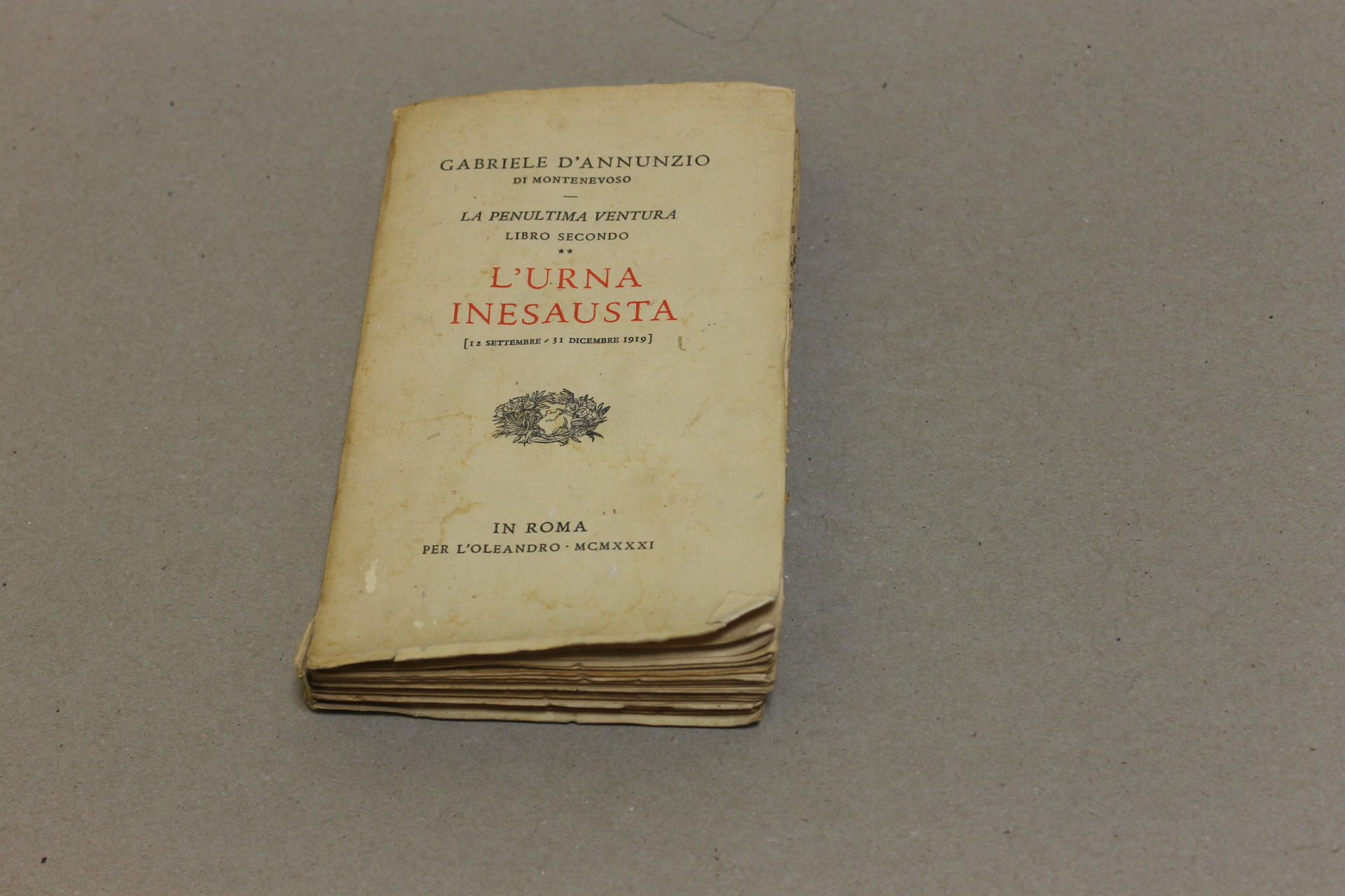 L'urna inesausta (12 settembre - 31 dicembre 1919)