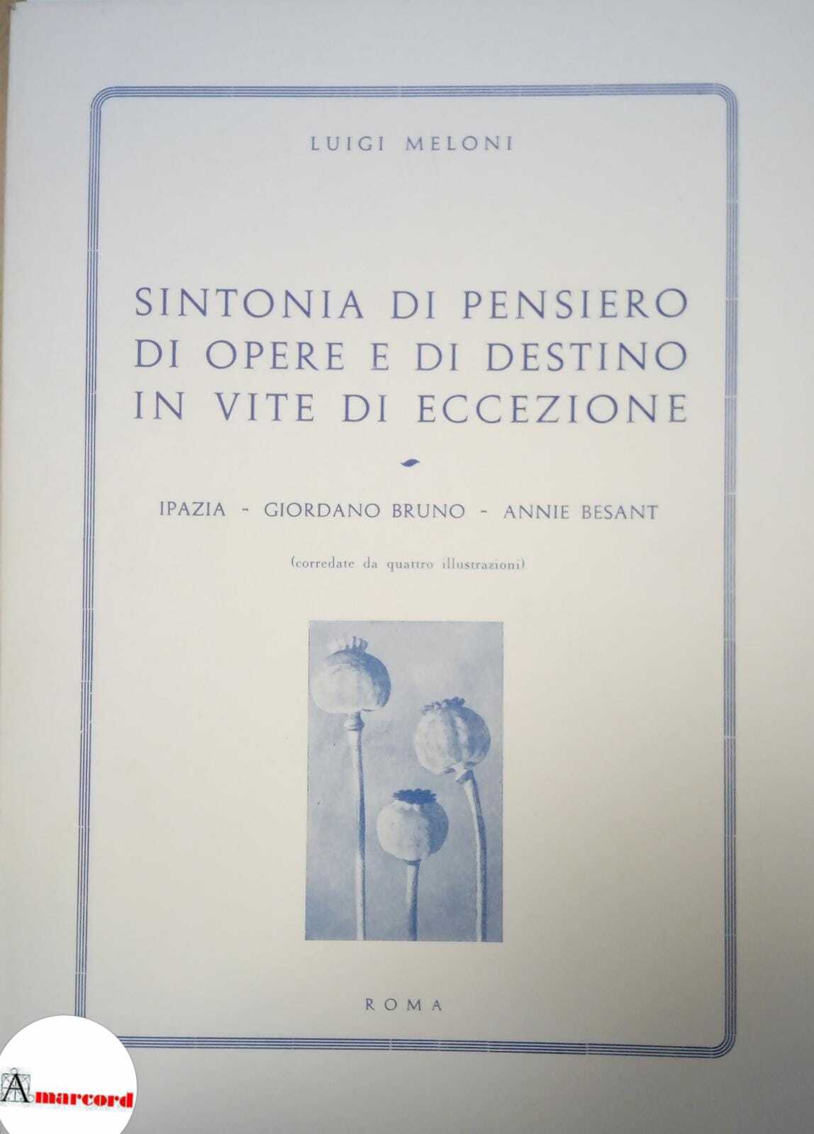 Meloni Luigi, Sintonia di pensiero di opere e di destino …