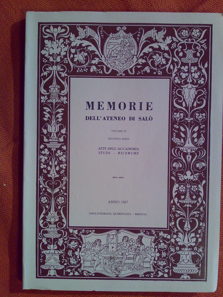MEMORIE DELL' ATENEO DI SALO' - num. III - anno …