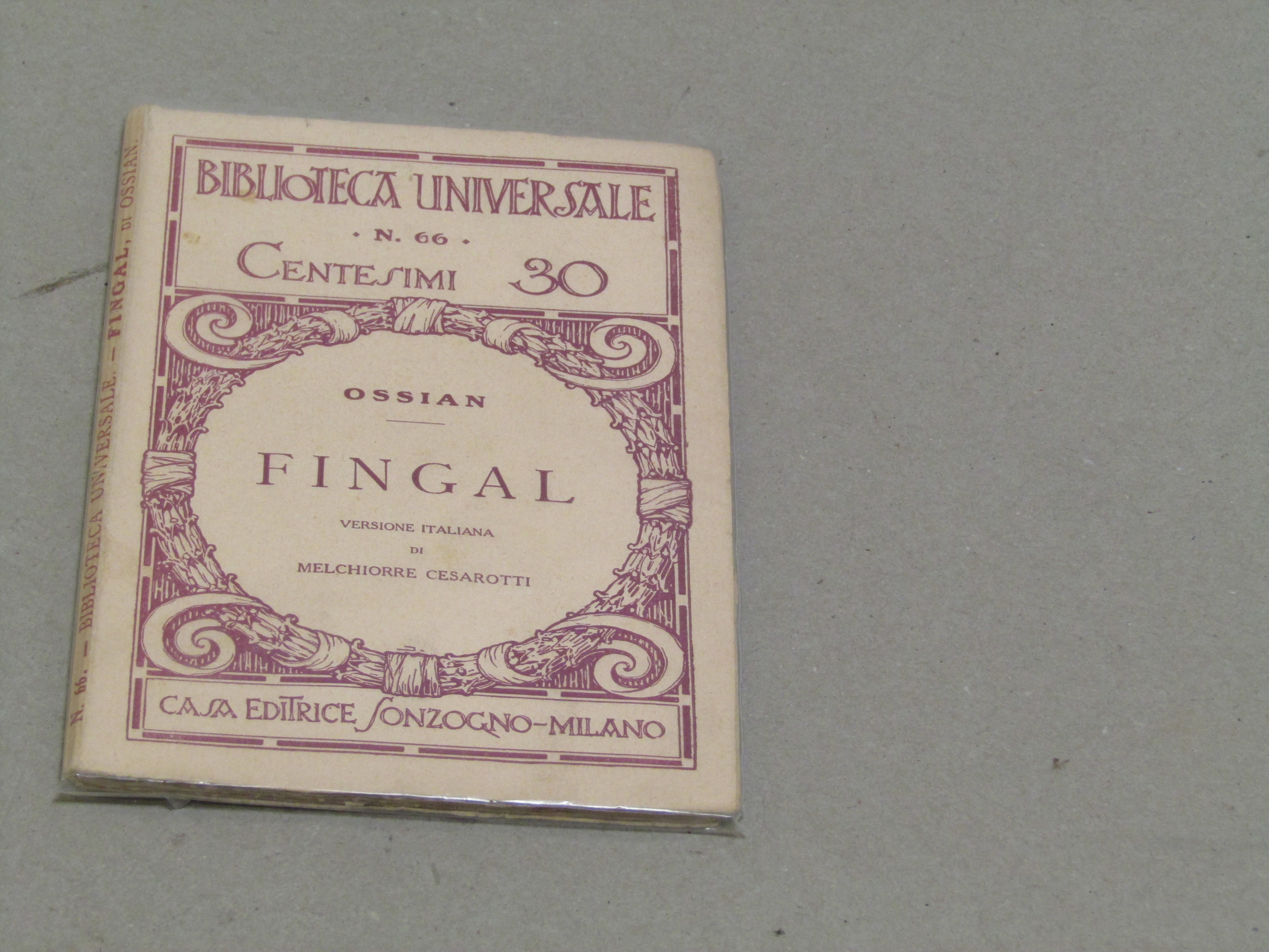 Ossian (Pseudonimo di Giacomo Macperson). Fingal