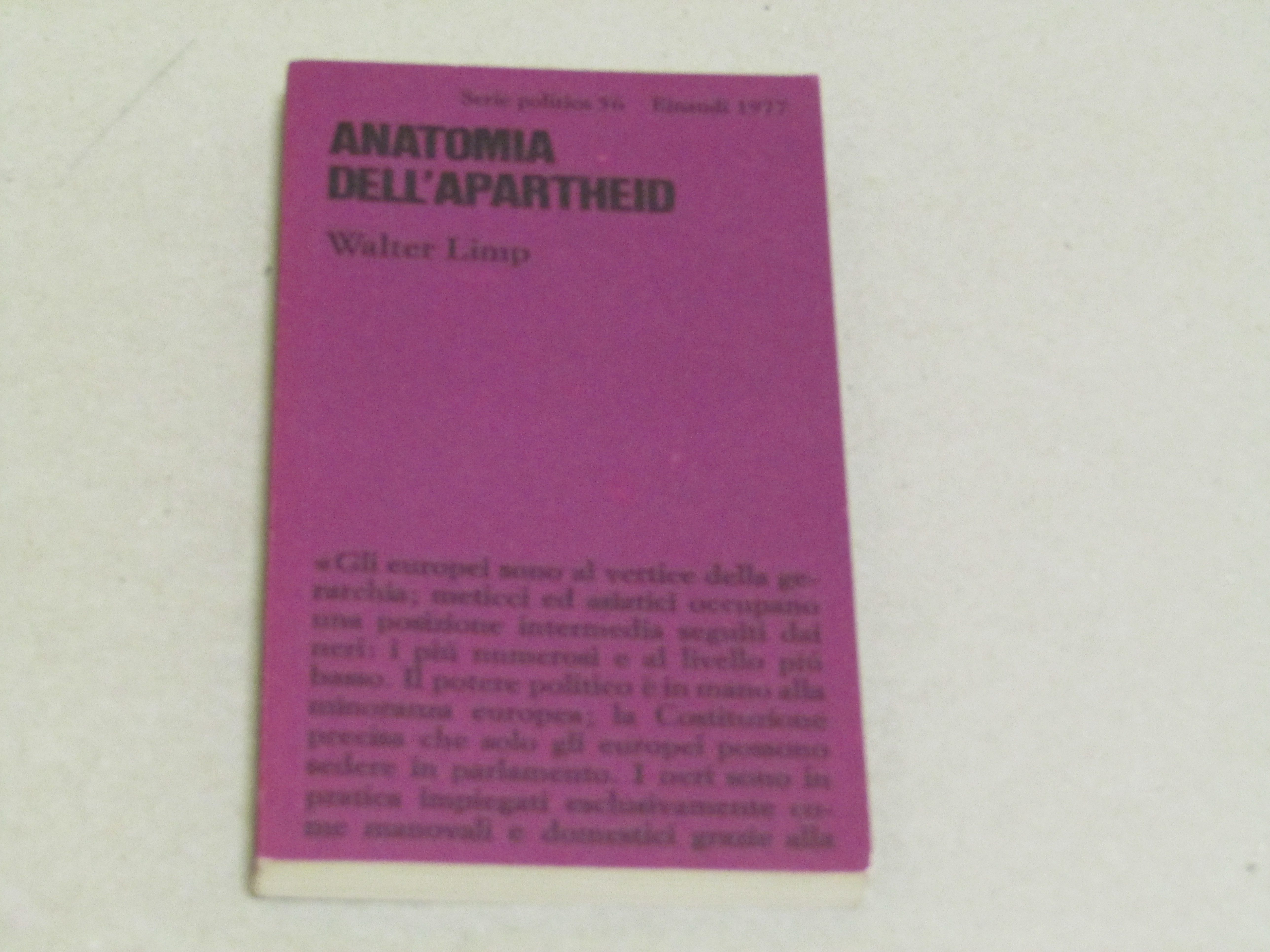 Walter Limp. Anatomia dell'apartheid