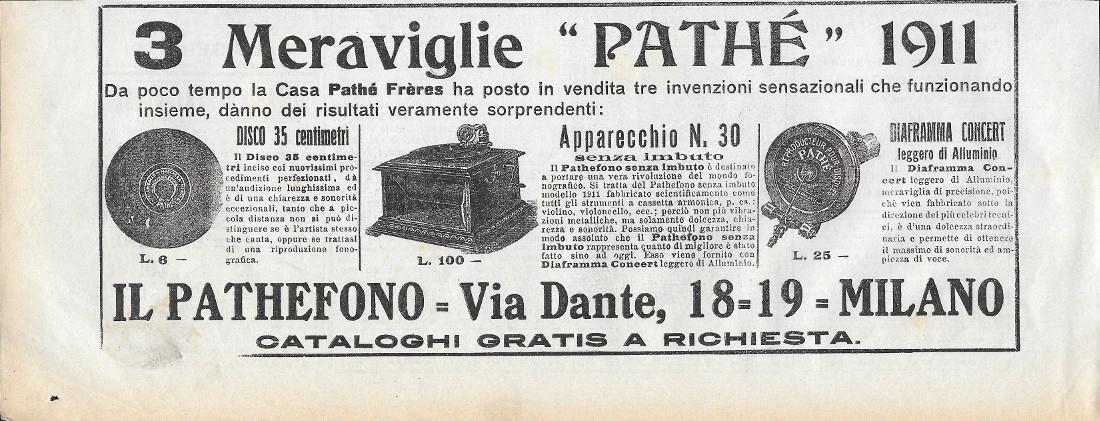 3 meraviglie Pathè 1911. Advertising 1911