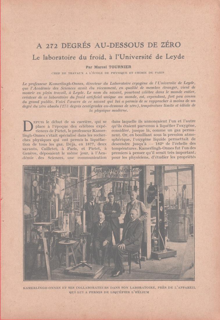 A 272 degrés au-dessous de zèro. Stampa 1926