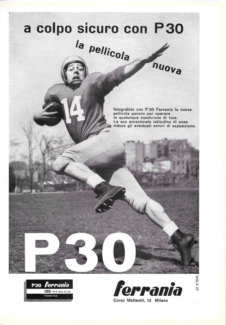 A colpo sicura con P30 Ferrania. Advertising 1960