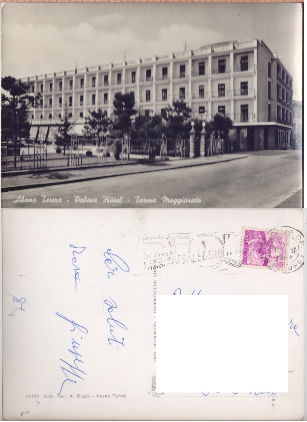 Abano Terme (PD). Palace Hotel. Terme Meggiorato. Viaggiata 1962