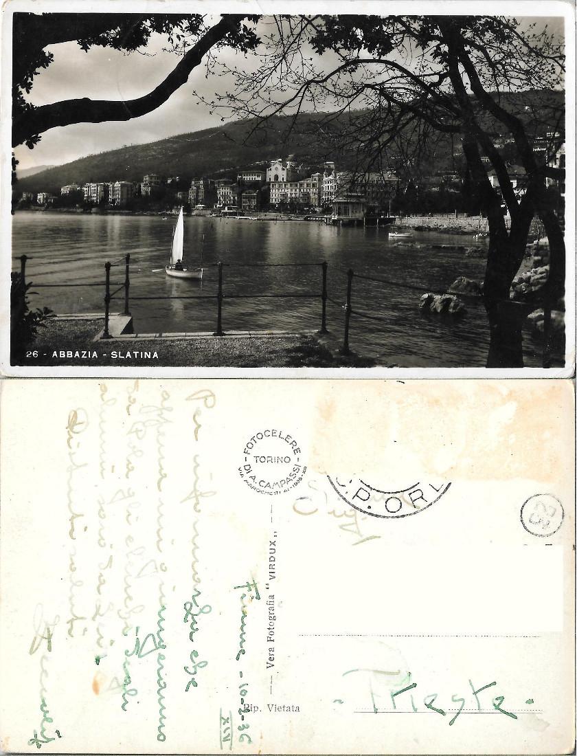 Abbazia - Slatina. Viaggiata 1936