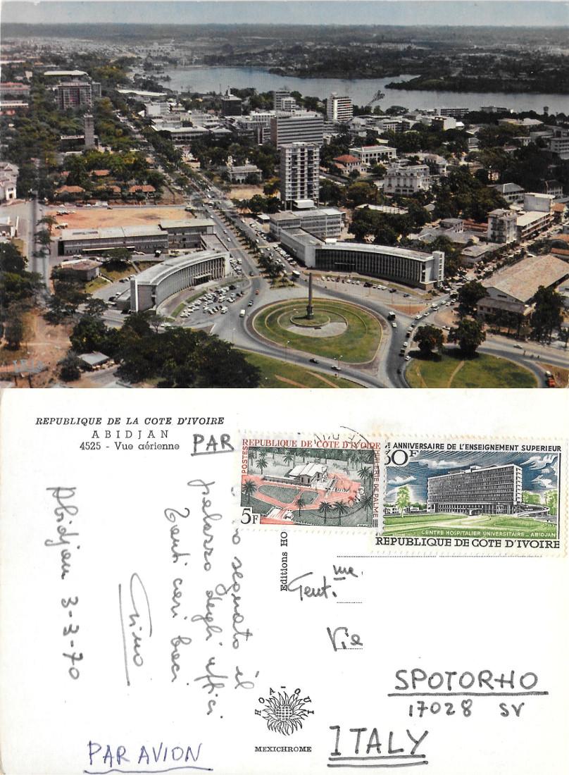 Abidjan. Vue aerienne . Viaggiata 1970